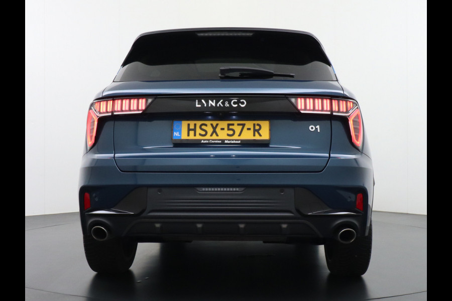 Lynk & Co 01 1.5 PHEV AUT-7 261pk Pano-Schuif-K-dak 20" 360°Camera Apple Carplay Android Auto Adaptive-Cruise Navi Pdc Ecc Keyless Led Plug-I Elek.Memory.Stoel File assistent Dodehoek detector Elektrisch bedienbare achterklep Rijstrooksensor Wifi Verkeersbord detectie 425Nm koppel 3,7kw laadvermogen A-label Euro 6 Hybride Benzine/Elektrisch rijden tot ca.69km 1.800kg trekvermogen
