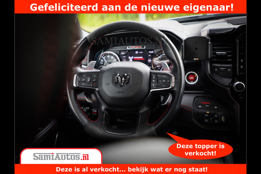 Dodge Ram 1500 TRX 6.2 V8 4x4 | HellCat 702 PK | BEAST | RAM Vol | Black Line | Comfortabele DC Dubbele Cabine met Royale 5 Zitplaatsen | Rode Stiksels | Head-Up | DashCam | Alarm |