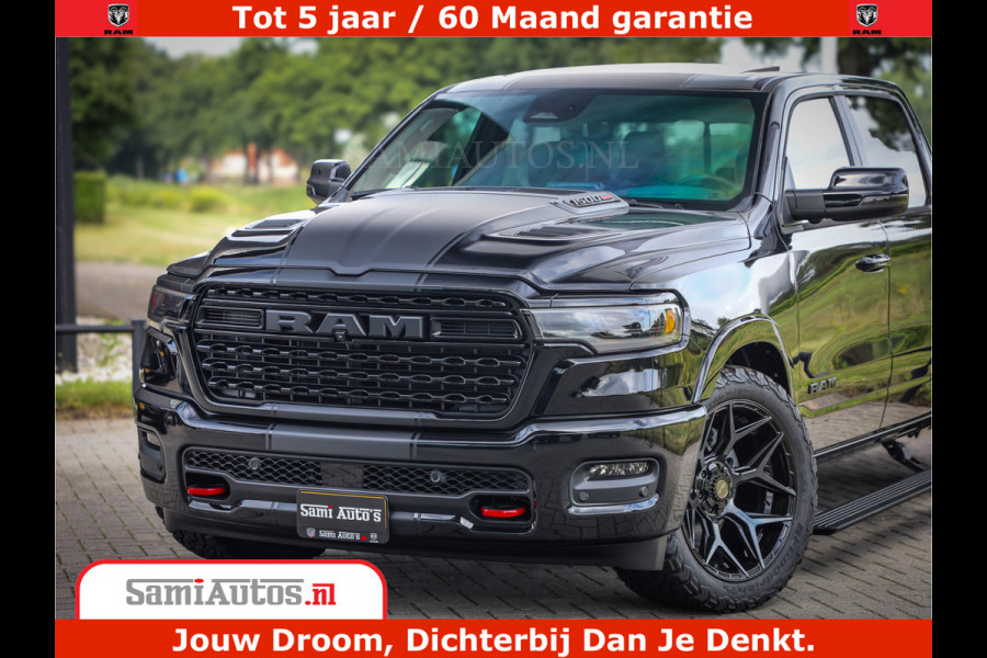 Dodge Ram 1500 Limited Night High Output 540HP 706Nm | Massage + Full Option | De Meest Luxe en Volle Pick-Up in zijn Klasse | Comfortabele Dubbele Cabine met Royale 5 Zitplaatsen | BPM vrij | Nu Leverbaar uit Voorraad | Voorraad Nr 2326 - 5169