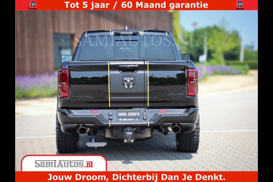 Dodge Ram 1500 Limited Night H.O 540HP 706Nm | Massage + Full Option | De Meest Luxe en Volle Pick-Up in zijn Klasse | Comfortabele Dubbele Cabine met Royale 5 Zitplaatsen | BPM vrij | Nu Leverbaar uit Voorraad | Voorraad Nr 2333 - 5129