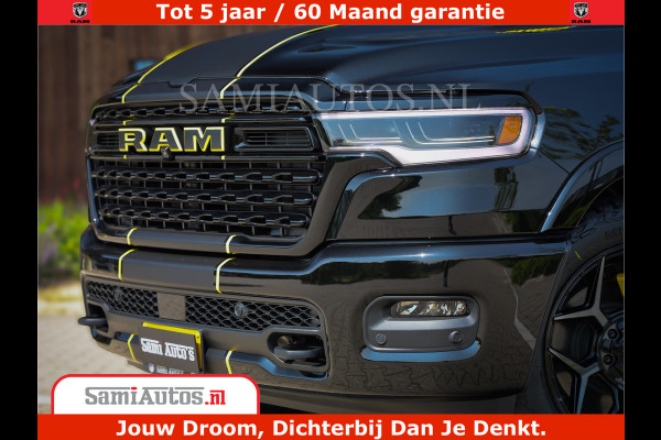 Dodge Ram 1500 Limited Night H.O 540HP 706Nm | Massage + Full Option | De Meest Luxe en Volle Pick-Up in zijn Klasse | Comfortabele Dubbele Cabine met Royale 5 Zitplaatsen | BPM vrij | Nu Leverbaar uit Voorraad | Voorraad Nr 2333 - 5129
