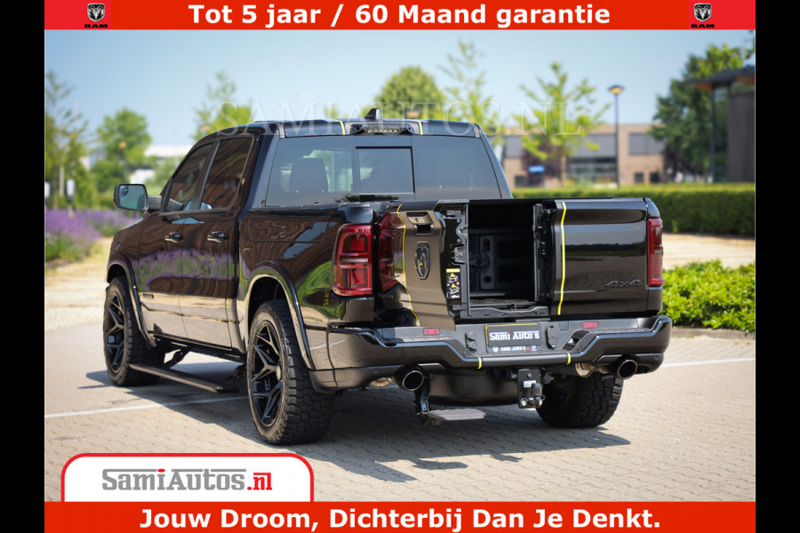 Dodge Ram 1500 Limited Night H.O 540HP 706Nm | Massage + Full Option | De Meest Luxe en Volle Pick-Up in zijn Klasse | Comfortabele Dubbele Cabine met Royale 5 Zitplaatsen | BPM vrij | Nu Leverbaar uit Voorraad | Voorraad Nr 2333 - 5129