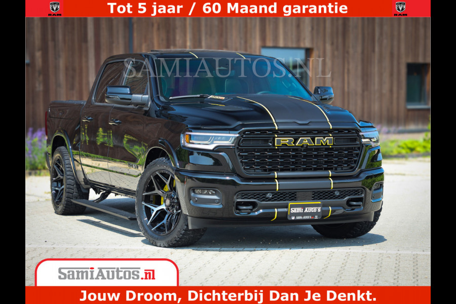 Dodge Ram 1500 Limited Night H.O 540HP 706Nm | Massage + Full Option | De Meest Luxe en Volle Pick-Up in zijn Klasse | Comfortabele Dubbele Cabine met Royale 5 Zitplaatsen | BPM vrij | Nu Leverbaar uit Voorraad | Voorraad Nr 2333 - 5129