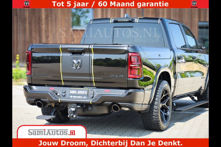 Dodge Ram 1500 Limited Night H.O 540HP 706Nm | Massage + Full Option | De Meest Luxe en Volle Pick-Up in zijn Klasse | Comfortabele Dubbele Cabine met Royale 5 Zitplaatsen | BPM vrij | Nu Leverbaar uit Voorraad | Voorraad Nr 2333 - 5129