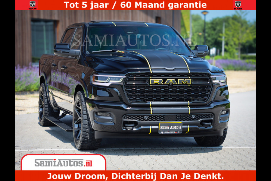 Dodge Ram 1500 Limited Night H.O 540HP 706Nm | Massage + Full Option | De Meest Luxe en Volle Pick-Up in zijn Klasse | Comfortabele Dubbele Cabine met Royale 5 Zitplaatsen | BPM vrij | Nu Leverbaar uit Voorraad | Voorraad Nr 2333 - 5129