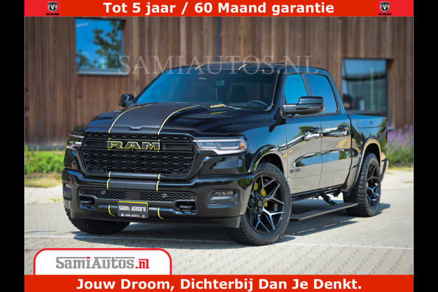 Dodge Ram 1500 Limited Night H.O 540HP 706Nm | Massage + Full Option | De Meest Luxe en Volle Pick-Up in zijn Klasse | Comfortabele Dubbele Cabine met Royale 5 Zitplaatsen | BPM vrij | Nu Leverbaar uit Voorraad | Voorraad Nr 2333 - 5129
