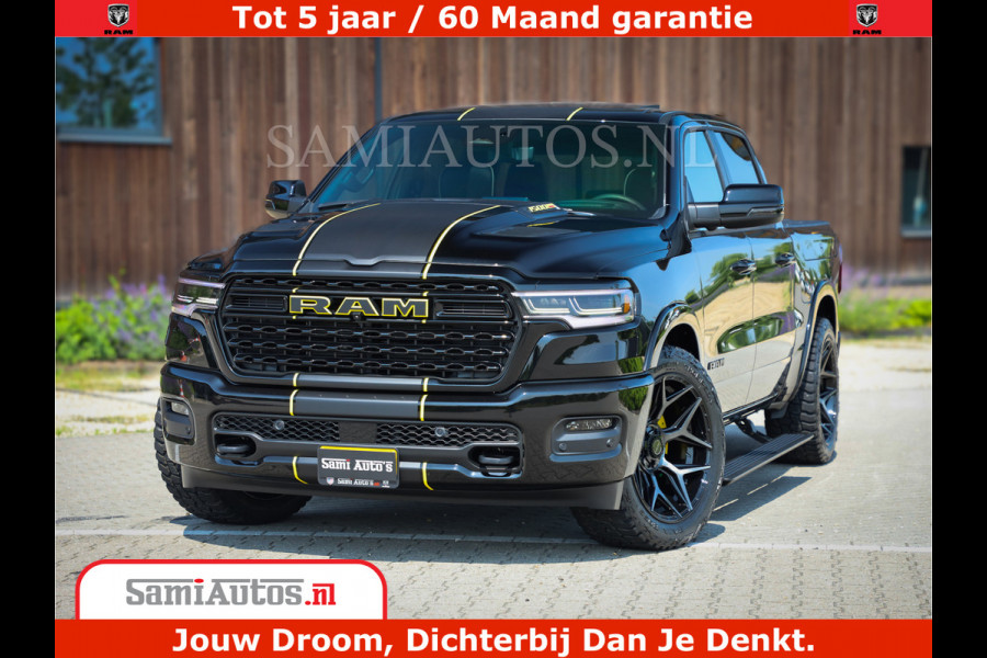 Dodge Ram 1500 Limited Night H.O 540HP 706Nm | Massage + Full Option | De Meest Luxe en Volle Pick-Up in zijn Klasse | Comfortabele Dubbele Cabine met Royale 5 Zitplaatsen | BPM vrij | Nu Leverbaar uit Voorraad | Voorraad Nr 2333 - 5129