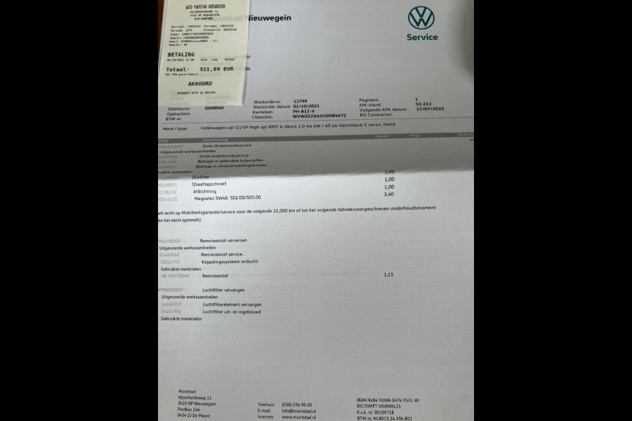 Volkswagen up! 1.0 BMT high up! clima/camera/cruise NL-NAP