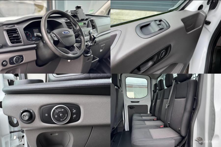 Ford Transit 2.0 TDCI 130pk L2 DC Pick-up | 7-pers | Airco | Trekhaak 2550KG | Bluetooth | 2.4m x 2.1m laadbak | Betonplex