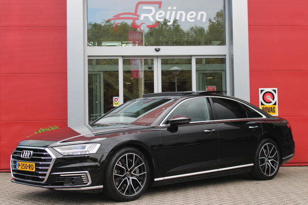 Audi A8 60 TFSI 450PK e-HYBRID QUATTRO PRO LINE | PANORAMISCH SCHUIF/KANTEL DAK | STUUR/STOEL VERWARMING | ELEKTRISCH BEDIENBAAR STUURKOLOM | SFEER VERLICHTING | COMFORT HOOFDSTEUNEN | LICHTMETALEN VELGEN 20" | BANG & OLUFSEN SOUND SYSTEM | SERVOSLUITING VOOR PORTIEREN | BEDIENINGSELEMENT GLASOPTIEK | AUDI SMARTPHONE INTERFACE | AUTOMATISCH INPARKEREN | LEER VALCONA | STOEL MASSAGE FUNCTIE VOOR | ELEKTRISCH BEDIENBARE VOORSTOELEN MET GEHEUGEN FUNCTIE | AKOESTISCH/DUBBEL GLAS | ZENDER VOOR GARAGEDEUROPENER | LED MATRIX LASER KOPLAMPEN | ADAPTIEVE/VERWARMBARE RUITENWISSER | HEAD