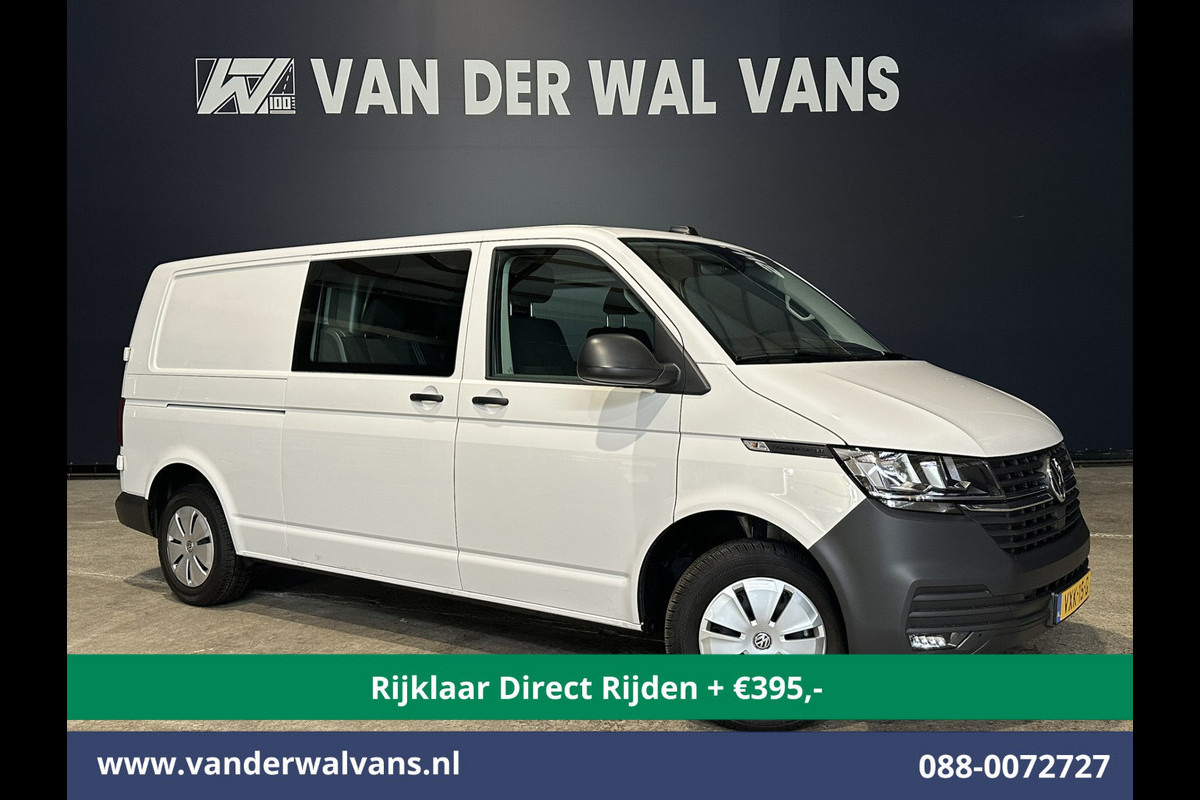 Volkswagen Transporter 2.0 TDI L2H1 Dubbele Cabine Euro6 *Rijklaar Direct Rijden* Airco | 5-Zits | Navigatie | Trekhaak | Apple Carplay Android Auto, Cruisecontrol, Parkeersensoren