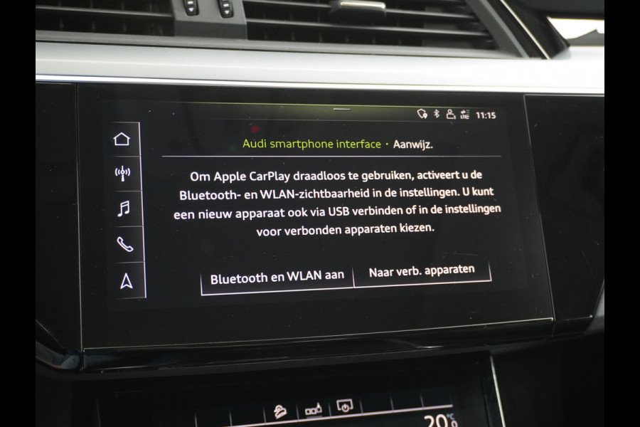 Audi e-tron Luchtvering Elektr.Leer+Memory+Verwarmd Pano-Dak Adap.Cruise Carplay LED Park-Assist PDC-a+V E-tron 20" Elektr.Achterklep 50 Qua Level-ride Actieve luidspreker E-Call Audi-Connect Keyless-go PTC SpoorAssist