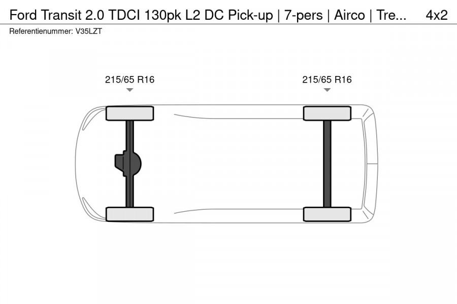 Ford Transit 2.0 TDCI 130pk L2 DC Pick-up | 7-pers | Airco | Trekhaak 2550KG | Bluetooth | 2.4m x 2.1m laadbak | Betonplex