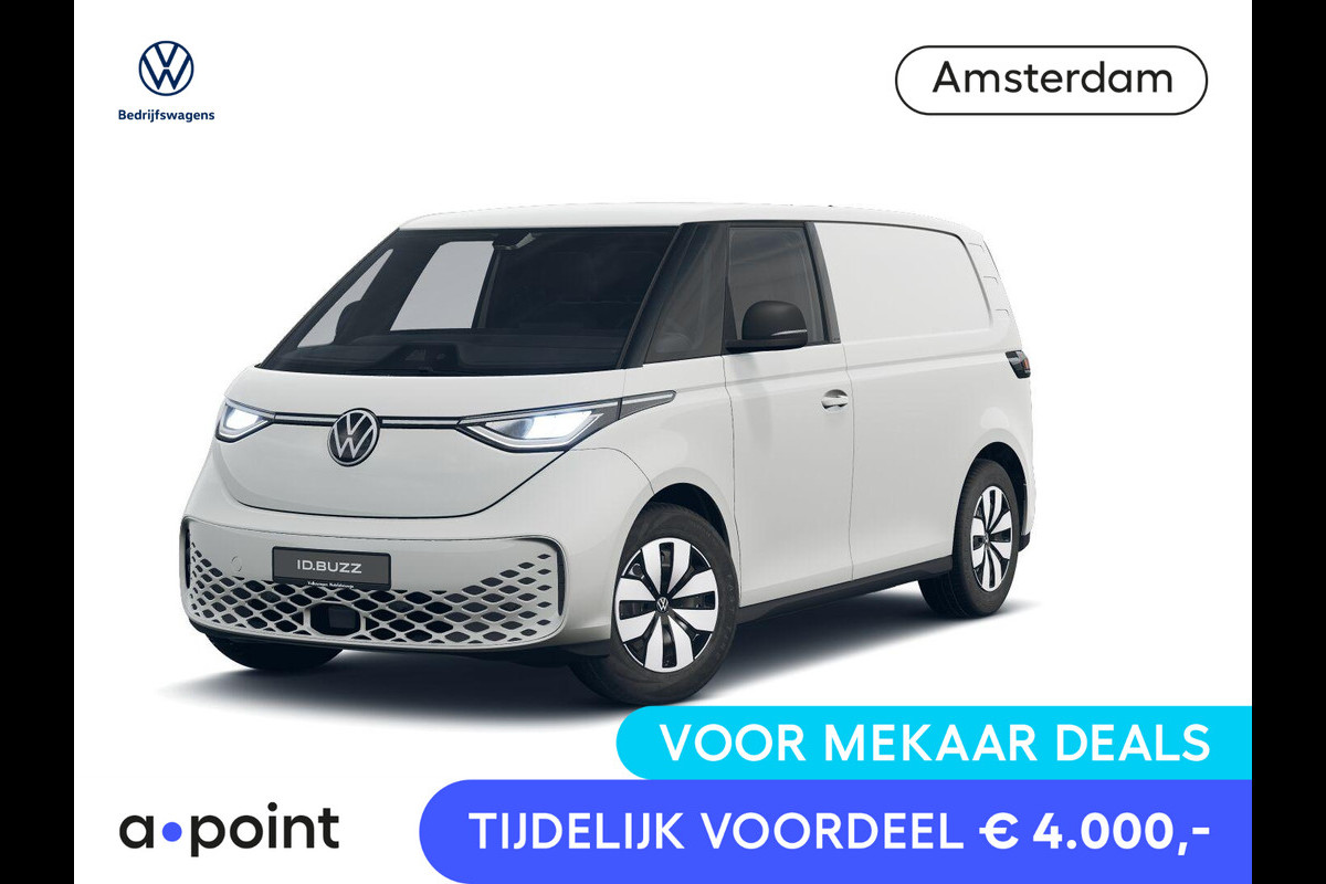 Volkswagen ID. Buzz Cargo Cargo Elektromotor 286 pk Volkswagen Bedrijfswagens ID. Buzz Cargo Elektromotor 286 pk zijschuifdeur links en rechts! VOORRAAD!! RIJKLAARPRIJS!!