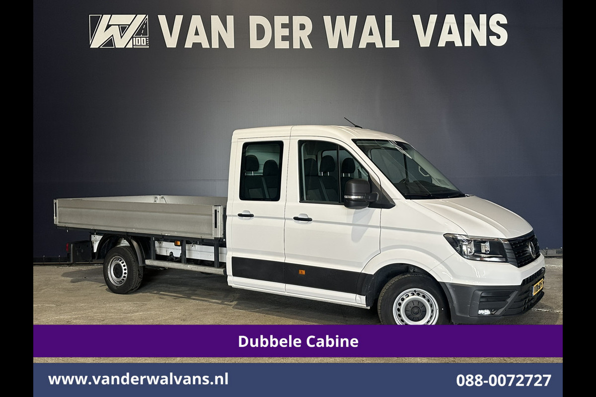 Volkswagen Crafter 2.0 TDI 140 pk Pick up Open laadbak Dubbele Cabine Euro6 Airco | 7-Zits | Navigatie | 2800kg Trekhaak Apple Carplay, Android Auto, Cruisecontrol, Chauffeursstoel