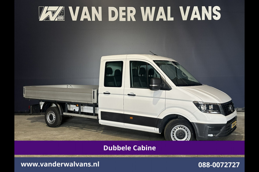 Volkswagen Crafter 2.0 TDI 140 pk Pick up Open laadbak Dubbele Cabine Euro6 Airco | 7-Zits | Navigatie | 2800kg Trekhaak Apple Carplay, Android Auto, Cruisecontrol, Chauffeursstoel