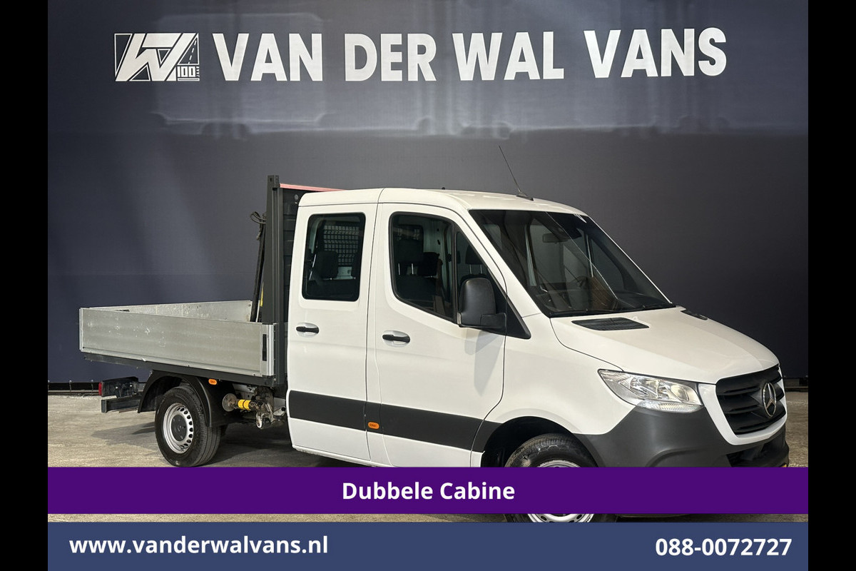Mercedes-Benz Sprinter 314 CDI 143pk Pick-Up Open Laadbak 1000kg Kraan Dubbele Cabine Euro6 Airco | 3500kg Trekhaak | 6-Zits Apple Carplay, Android Auto, Cruisecontrol
