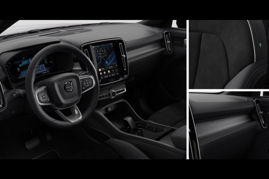 Volvo EX40 252PK Automaat Single Ext. Range Plus 82 kWh / Lounge Pakket / Extra getint glas / 360 Camera / 20'' velgen / Panoramadak / Zwart dak / Harman Kardon / Adaptieve cruise control / Getint glas / Stoel en stuurwielverwarming / parkeersensoren met 360 camera /  BLIS