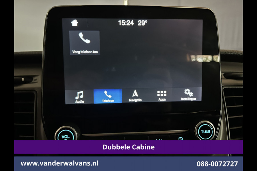 Ford Transit Custom 2.0 TDCI 131pk Automaat L2H1 Dubbele Cabine Euro6 Airco | 6-Zits | Camera | Navigatie | LED Apple Carplay, Android Auto, Adaptieve cruisecontrol, Parkeersensoren, Stoelverwarming, Verwarmde voorruit