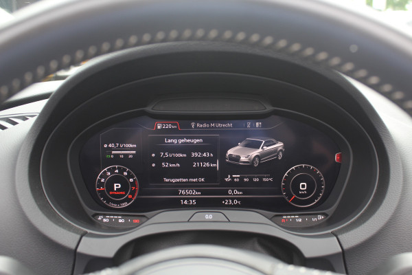 Audi A3 Cabriolet 35 TFSI CoD Advance Sport / Trekhaak / Virtual Cockpit / Windscherm / B&O / Leder&Alcantara / 18'' / Keyless / Nekverwarming / Navigatie / Hill Hold / Cruise Control