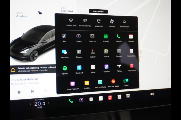 Tesla Model 3 RWD SR+ NW Model 60kWh LFP 283PK Trekhaak Warmtepomp Elektr.A-klep FSD-3 Sentry Mode Bankverwarmd FSD 18" Premium Luidspr. AutoP Navi LED Comfortstoelen ACC DAB Keyless en Voorverwarmen interieur via App One-Pedal-Drive Origineel Nederlandse auto Garantie Accu/Motor tot 31-03-2029 max 160.000km 1.584kg licht!