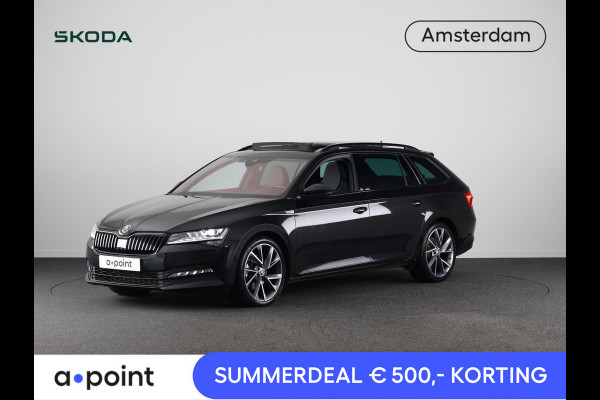 Škoda Superb Combi 1.5 TSI ACT Sportline Business 150 pk Automaat (DSG) | Verlengde garantie | Navigatie | Panoramadak | Parkeersensoren | Adaptieve cruise control | Elektr. voorstoelen met memory | Stoelverwarming v/a |