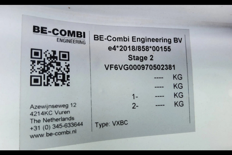 Renault Master 165.35 BE COMBI 3500 PLUS - EURO 6 - VTV-98-F & OT-79-TP - LAADVERMOGEN +/- 2720 KG.