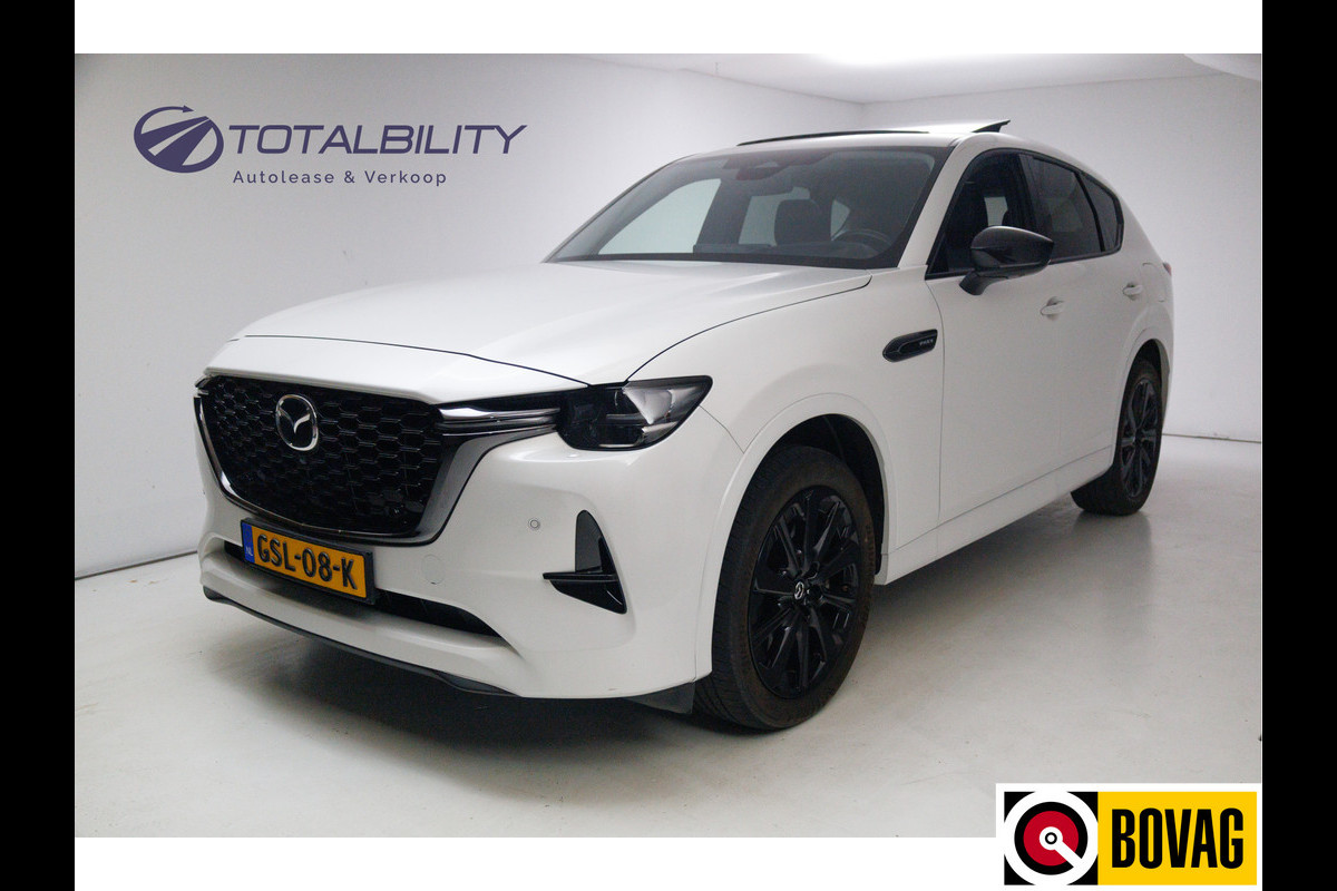 Mazda CX-60 2.5 e-SkyActiv PHEV 328 PK Homura | Panoramadak | Leer | 360 camera | Adaptive cruise | Navigatie Wegklapbare trekhaak, Stoel- stuurverwarming, Elektrische achterklep, Keyless