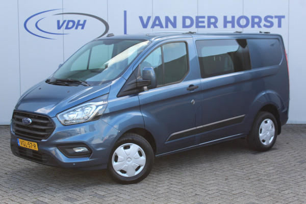 Ford Transit Custom 300 2.0-130pk TDCI L1H1 Trend Dubb. cabine. Trekhaak, Airco, Stoelverwarming, Cruise Control, Multimediascherm met navi en apple/android carplay, Chrome Blue
