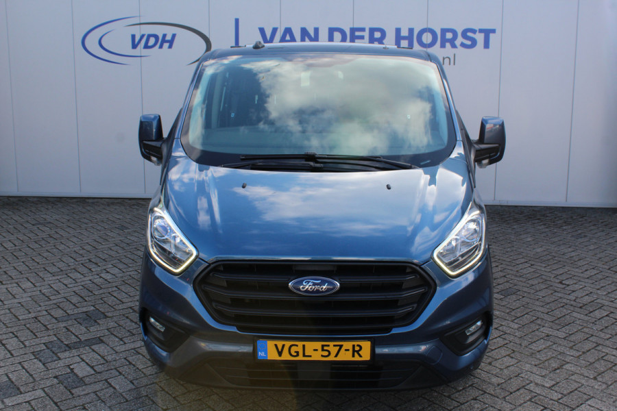 Ford Transit Custom 300 2.0-130pk TDCI L1H1 Trend Dubb. cabine. Trekhaak, Airco, Stoelverwarming, Cruise Control, Multimediascherm met navi en apple/android carplay, Chrome Blue