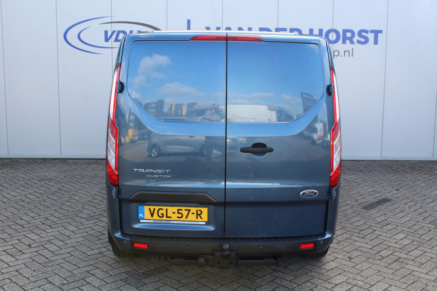 Ford Transit Custom 300 2.0-130pk TDCI L1H1 Trend Dubb. cabine. Trekhaak, Airco, Stoelverwarming, Cruise Control, Multimediascherm met navi en apple/android carplay, Chrome Blue