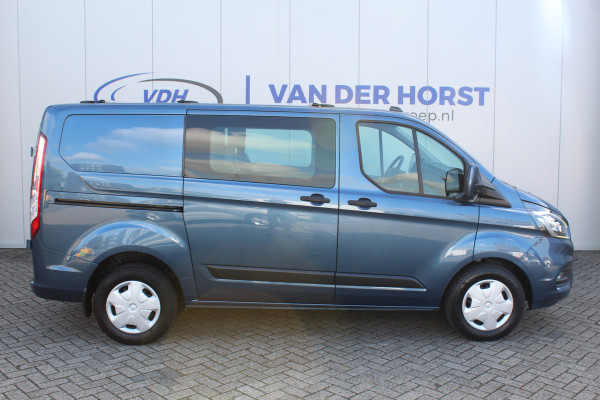 Ford Transit Custom 300 2.0-130pk TDCI L1H1 Trend Dubb. cabine. Trekhaak, Airco, Stoelverwarming, Cruise Control, Multimediascherm met navi en apple/android carplay, Chrome Blue