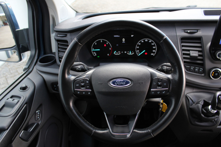 Ford Transit Custom 300 2.0-130pk TDCI L1H1 Trend Dubb. cabine. Trekhaak, Airco, Stoelverwarming, Cruise Control, Multimediascherm met navi en apple/android carplay, Chrome Blue