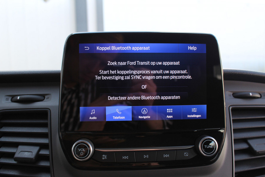 Ford Transit Custom 300 2.0-130pk TDCI L1H1 Trend Dubb. cabine. Trekhaak, Airco, Stoelverwarming, Cruise Control, Multimediascherm met navi en apple/android carplay, Chrome Blue