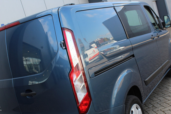 Ford Transit Custom 300 2.0-130pk TDCI L1H1 Trend Dubb. cabine. Trekhaak, Airco, Stoelverwarming, Cruise Control, Multimediascherm met navi en apple/android carplay, Chrome Blue
