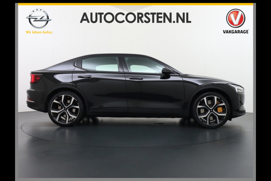 Polestar 2 78kWh 408PK PERFORMANCE 0-100 4,7sec. SOH 92,82% Long Range Trekhaak Pano-dak Elektr.Stoel+verwarmd Stuurverward (semi-)-AutoPil Google-Android® Navi 360°Camera Elek.Achterklep PDC-a+v Performance-Ophanging Premium-Audio Active-Grille Keyless LEDParkeerassist auto 1.500KG Trekgewicht! 1e Eigenaar 3fase 11kw thuis laden