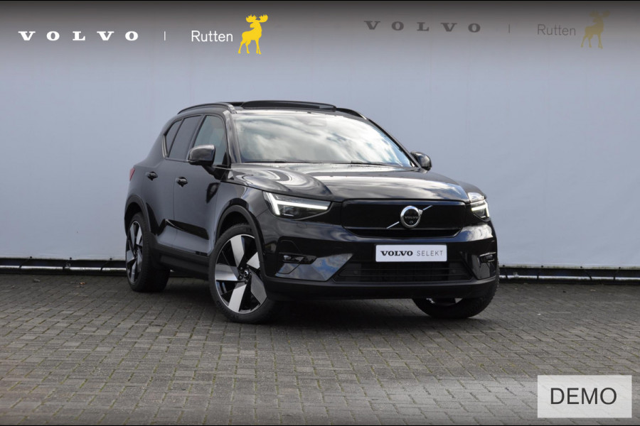 Volvo XC40 408PK Twin Motor Ultimate 82 kWh / Pixel LED/ Adaptieve cruise control/ Panoramadak/ Elektrische stoelen met geheugen/ BLIS/ Elektrische achterklep/ Parkeersensoren met 360 Camera/ Stoel en stuurwielverwarming/ Mistlampen/ Luxe bekleding/ 20" Velgen/ Harman kardon audio/ Apple carplay