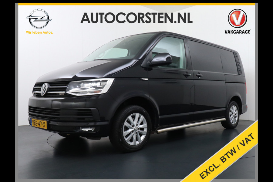 Volkswagen Transporter 2.0TDI 150PK AUT-7 Leer Navi Pdc DSG Highline Voorruitverwarming Cruise Control Regen/Lichtsensor Lmv 2X Schuifdeur Rubbervloer Wandbetimmering Sidebars Achterklep 1e Eigenaar Euro 6
