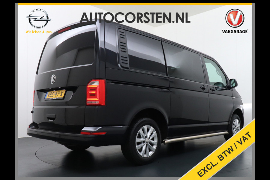 Volkswagen Transporter 2.0TDI 150PK AUT-7 Leer Navi Pdc DSG Highline Voorruitverwarming Cruise Control Regen/Lichtsensor Lmv 2X Schuifdeur Rubbervloer Wandbetimmering Sidebars Achterklep 1e Eigenaar Euro 6