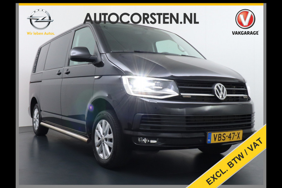 Volkswagen Transporter 2.0TDI 150PK AUT-7 Leer Navi Pdc DSG Highline Voorruitverwarming Cruise Control Regen/Lichtsensor Lmv 2X Schuifdeur Rubbervloer Wandbetimmering Sidebars Achterklep 1e Eigenaar Euro 6