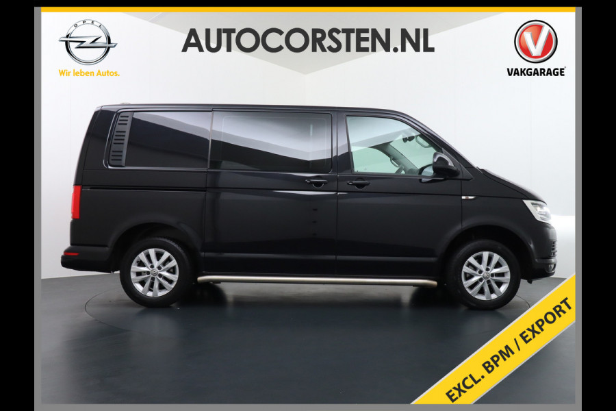 Volkswagen Transporter 2.0TDI 150PK AUT-7 Leer Navi Pdc DSG Highline Voorruitverwarming Cruise Control Regen/Lichtsensor Lmv 2X Schuifdeur Rubbervloer Wandbetimmering Sidebars Achterklep 1e Eigenaar Euro 6