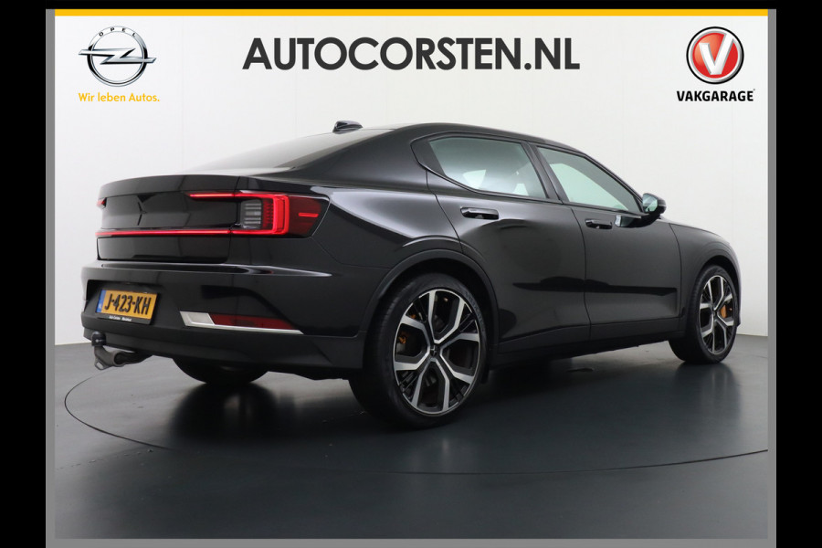 Polestar 2 78kWh 408PK PERFORMANCE 0-100 4,7sec. SOH 92,82% Long Range Trekhaak Pano-dak Elektr.Stoel+verwarmd Stuurverward (semi-)-AutoPil Google-Android® Navi 360°Camera Elek.Achterklep PDC-a+v Performance-Ophanging Premium-Audio Active-Grille Keyless LEDParkeerassist auto 1.500KG Trekgewicht! 1e Eigenaar 3fase 11kw thuis laden