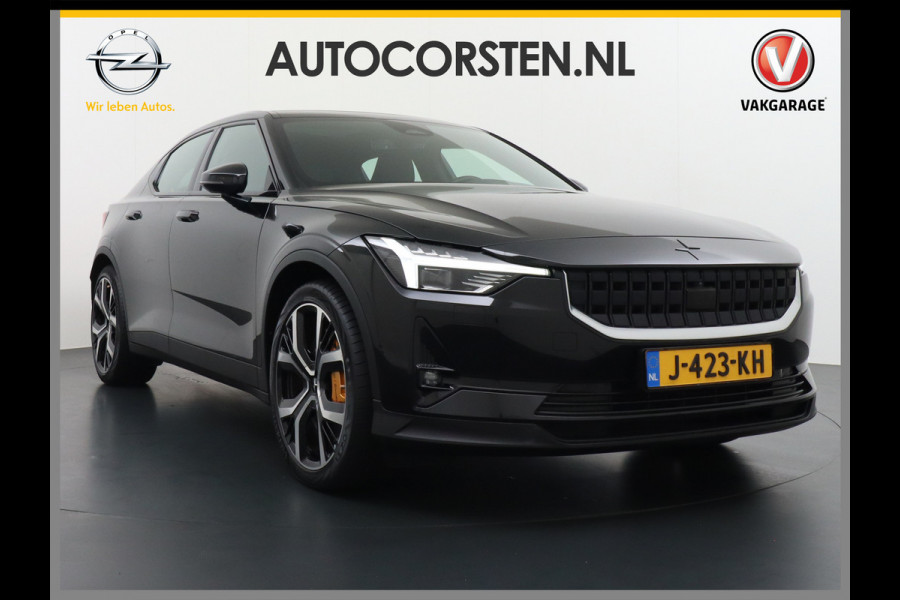 Polestar 2 78kWh 408PK PERFORMANCE 0-100 4,7sec. SOH 92,82% Long Range Trekhaak Pano-dak Elektr.Stoel+verwarmd Stuurverward (semi-)-AutoPil Google-Android® Navi 360°Camera Elek.Achterklep PDC-a+v Performance-Ophanging Premium-Audio Active-Grille Keyless LEDParkeerassist auto 1.500KG Trekgewicht! 1e Eigenaar 3fase 11kw thuis laden