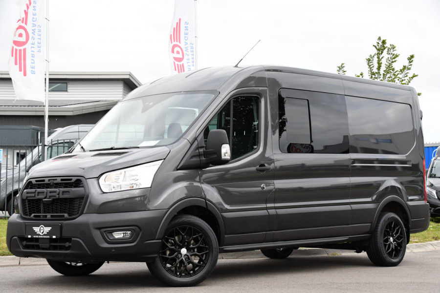 Ford Transit 350 2.0 TDCI L3H2 DC Raptor Grill Cruise, Camera, Carplay, Automaat, Sensoren, Trekhaak, NAVI, Multimedia, Uniek!