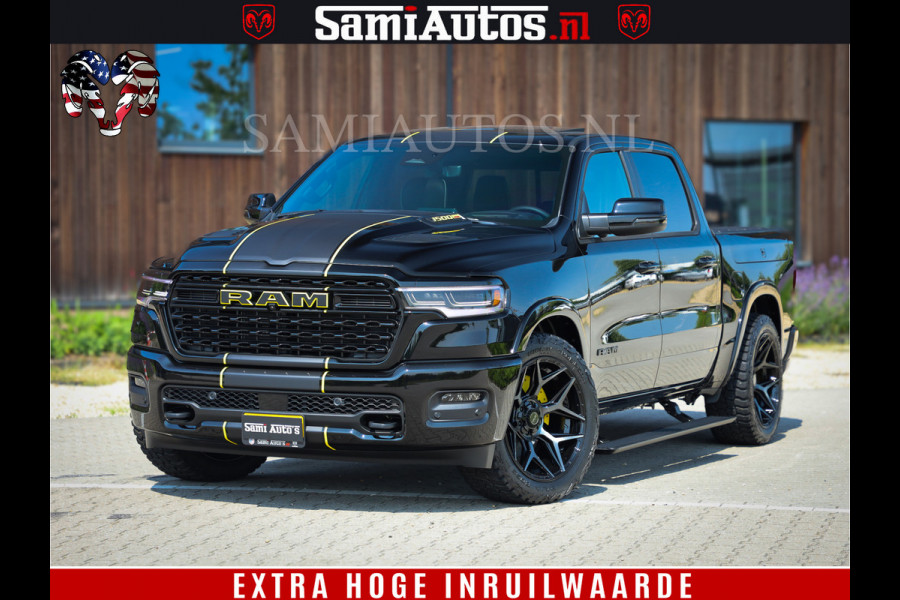 Dodge Ram 1500 Limited Night H.O 540HP 706Nm | Massage + Full Option | De Meest Luxe en Volle Pick-Up in zijn Klasse | Comfortabele Dubbele Cabine met Royale 5 Zitplaatsen | BPM vrij | Nu Leverbaar uit Voorraad | Voorraad Nr 2333 - 5129