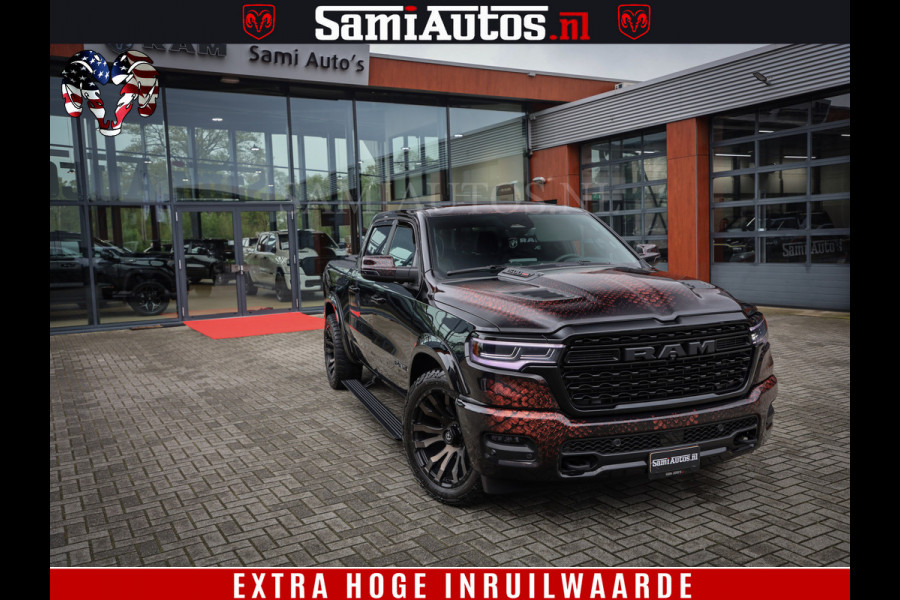 Dodge Ram COBRA EDITION | 1500 Limited Night High Output 540HP 706Nm | Massage + Full Option | De Meest Luxe en Volle Pick-Up in zijn Klas Comfortabele Dubbele Cabine met Royale 5 Zitplaatsen | BPM vrij | Nu Leverbaar uit Voorraad | Voorraad Nr 2292 - 5178 | Cobra package is meerprijs |