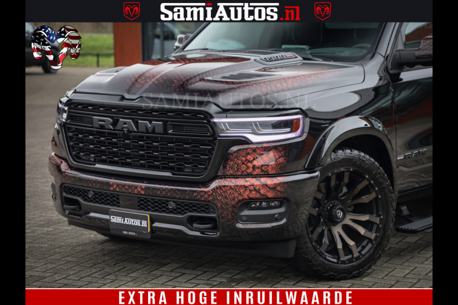 Dodge Ram COBRA EDITION | 1500 Limited Night High Output 540HP 706Nm | Massage + Full Option | De Meest Luxe en Volle Pick-Up in zijn Klas Comfortabele Dubbele Cabine met Royale 5 Zitplaatsen | BPM vrij | Nu Leverbaar uit Voorraad | Voorraad Nr 2292 - 5178 | Cobra package is meerprijs |