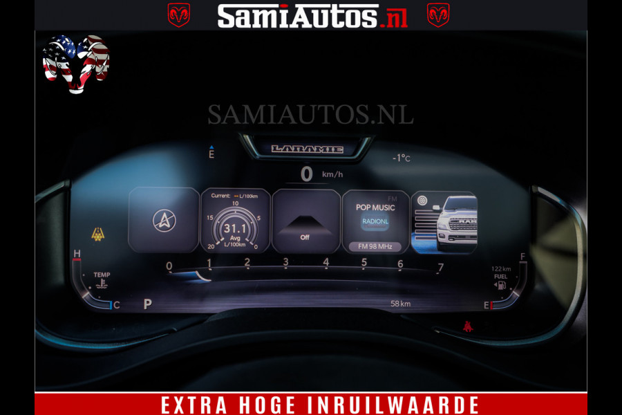 Dodge Ram 1500 Laramie Night | 420Pk 636 Nn | Extra Groot Scherm + Passagiers Scherm | Comfortabele Dubbele Cabine met Royale 5 Zitplaatsen | Nu Leverbaar uit Voorraad | Voorraad Nr 2223 - 5047
