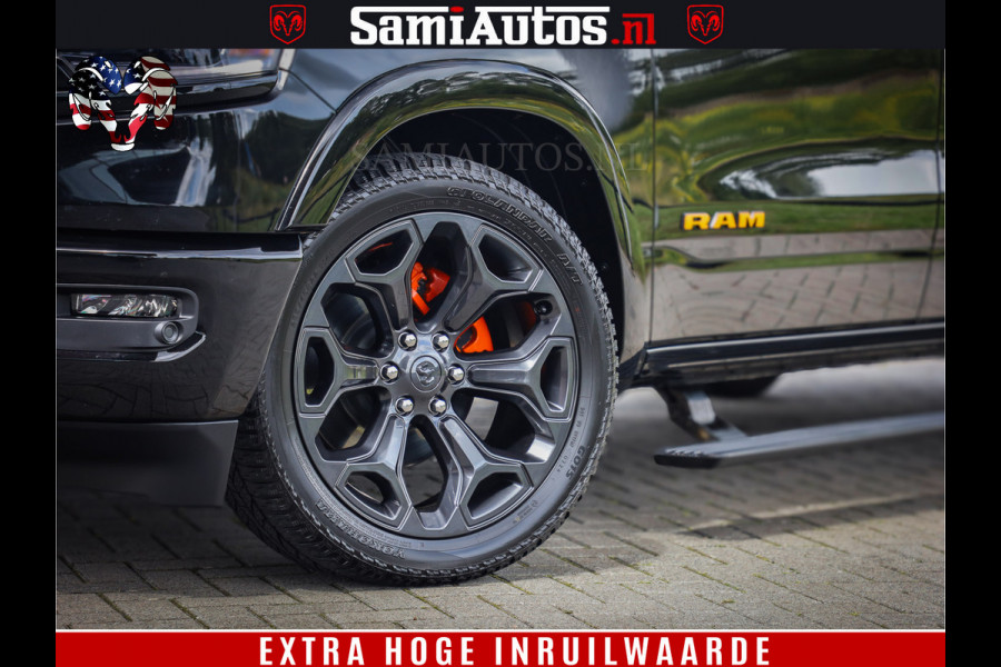 Dodge Ram 1500 LIMITED | 5.7 V8 HEMI | HUD | BOM VOL | LUCHTVERING | PANORAMA | ADAPTIVE CRUISE | 360 CAM | 3500KG | LEDER | DUBBELE CABINE | BPM VRIJ | LANE ASSIST | APPLE CARPLAY