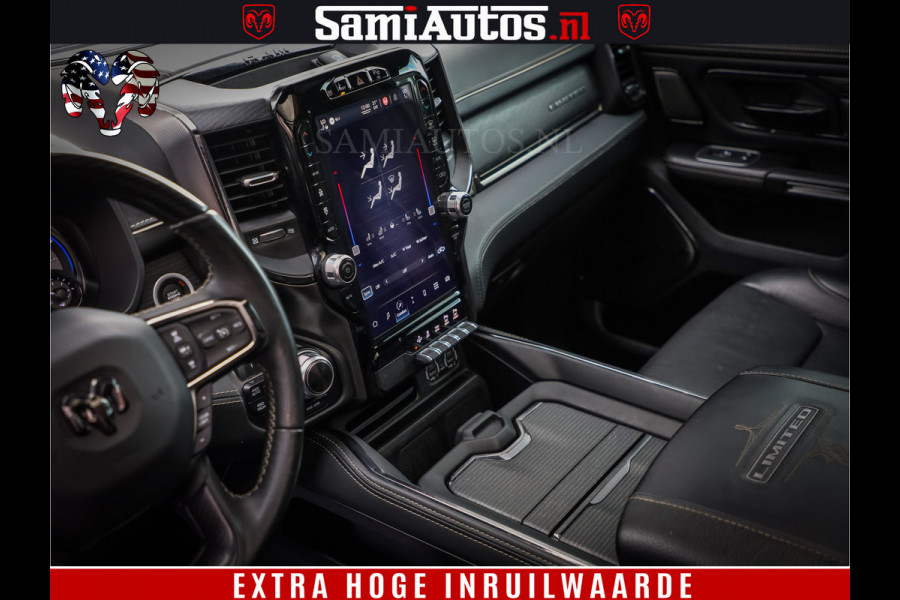 Dodge Ram 1500 LIMITED | 5.7 V8 HEMI | HUD | BOM VOL | LUCHTVERING | PANORAMA | ADAPTIVE CRUISE | 360 CAM | 3500KG | LEDER | DUBBELE CABINE | BPM VRIJ | LANE ASSIST | APPLE CARPLAY